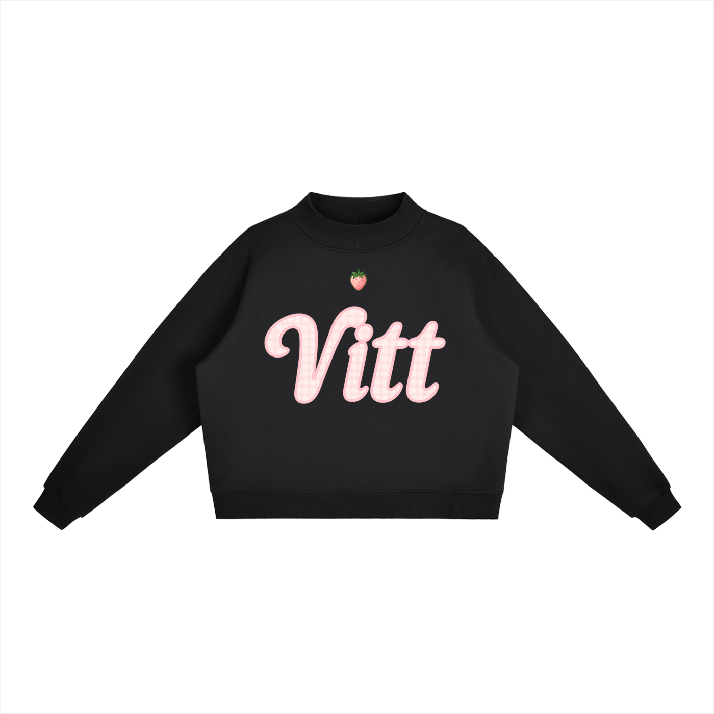 Essential Fleece STRAWBERRY VITT Mock-Neck Crew Sweatshirt