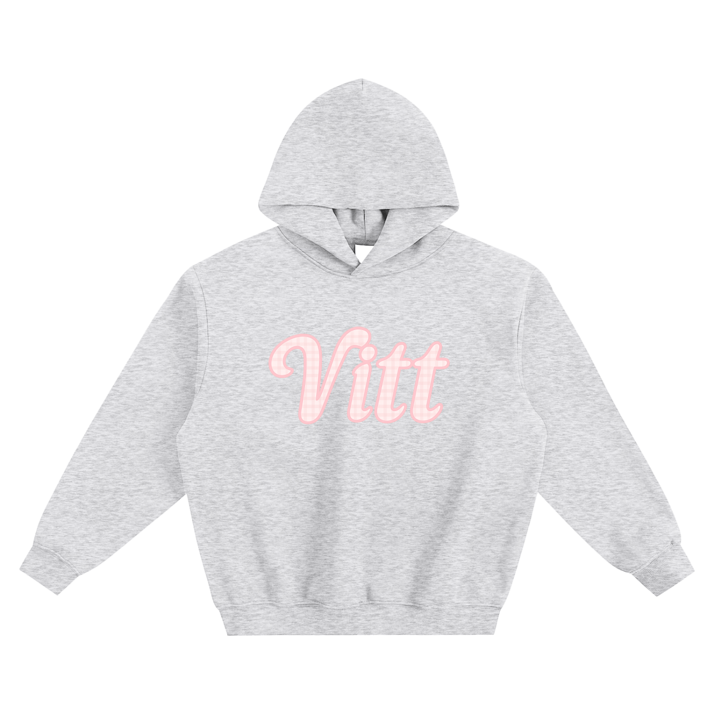 Fleeced PINK GINGHAM VITT Boxy Hoodie